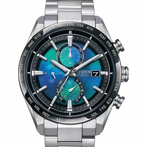 Citizen AT8238-84L Men's Eco-Drive Super Titanium Radio-Controlled Chronograph Watch - 43.5mm Blue Dial