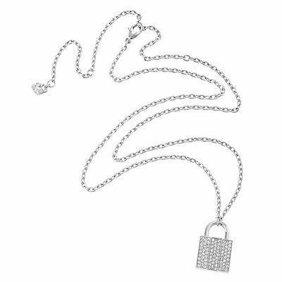 Swarovski 5120620 Case Padlock Pendant Necklace - Clear Crystal Pavé, Rhodium-Plated