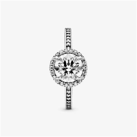 Pandora 196250CZ-50 Anillo Halo Destello Redondo - Plata de Ley, Tamaño 50
