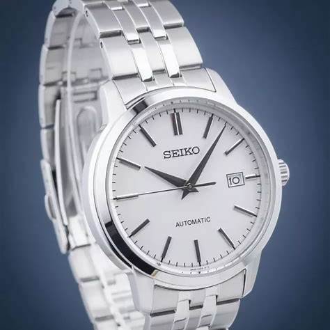 Seiko SRPH85K1 Herren Automatikuhr, Silbernes Zifferblatt, Edelstahlarmband