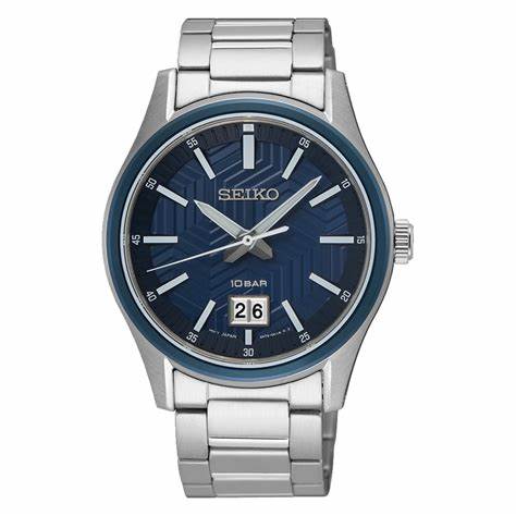 Seiko SUR559P1 Herren-Quarzuhr, blaues Zifferblatt, Edelstahlarmband