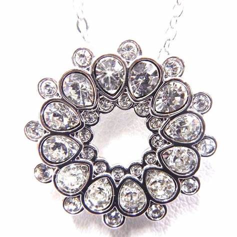 Swarovski 5048034 Asset Flower Circle Pendant Necklace - Rhodium-Plated, Clear Crystals