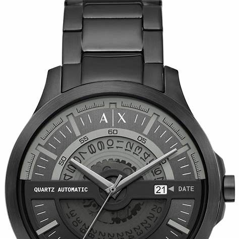 Reloj Automático para Hombre Armani Exchange AX2444 - Pulsera de Acero Inoxidable Negro, Esfera Negra