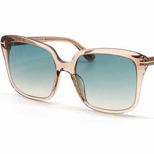 Tom Ford FT0788 45P Occhiali da sole da donna - Montatura marrone chiaro trasparente, lenti verdi sfumate