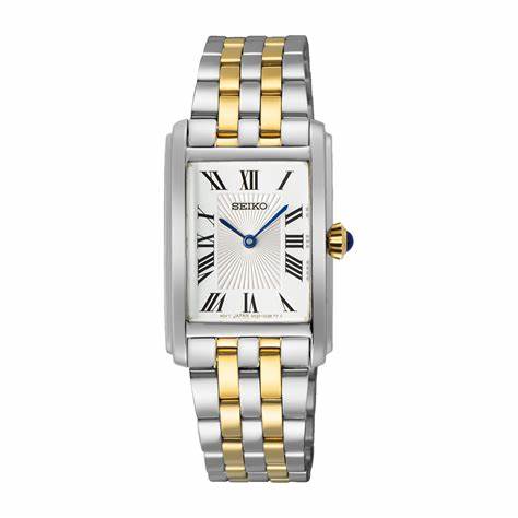 Orologio al quarzo da donna Seiko SWR087P1, quadrante bianco, bracciale in acciaio inossidabile bicolore