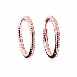 Pandora 289532C00 Moments Charm Hoop Earrings - 14k Rose Gold-Plated