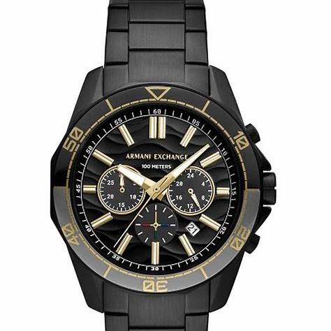 Armani Exchange AX1963 Men's Chronograph Watch - Black Stainless Steel Bracelet, Black Dial