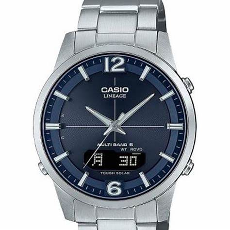 Casio LCW-M170D-2AER Reloj analógico digital para hombre - 39.5mm Esfera azul, Brazalete de acero inoxidable