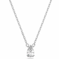 Swarovski 5636708 Stilla Pendant - Pear Cut White Zirconia, Rhodium-Plated