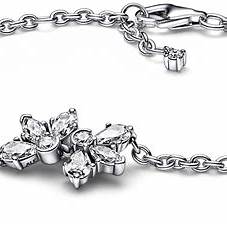 Pandora 592398C01-16 Pulsera de cadena de racimo Herbario centelleante - Plata de ley, 16cm