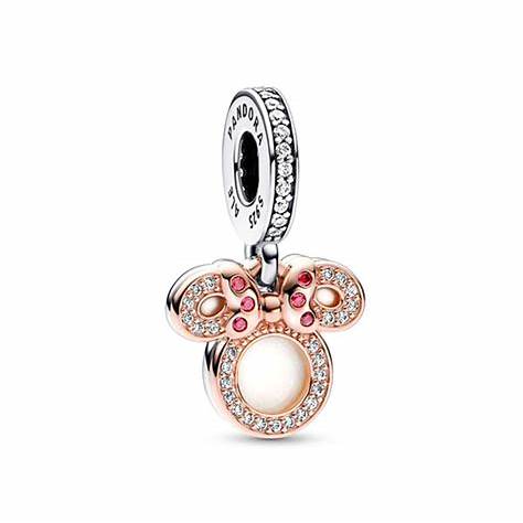 Pandora 782615C01 Disney Minnie Mouse Silhouette Double Dangle Charm - 14k Rose Gold-Plated