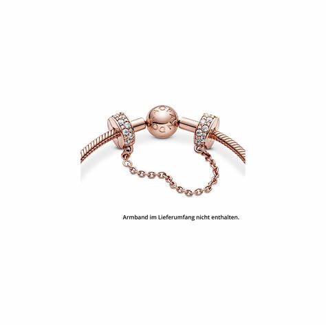 Pandora 786322CZ-05 Clear Pavé Safety Chain Clip Charm - 14k Rose Gold-Plated, 5cm