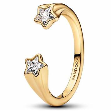 Pandora 163582C01-52 Shooting Stars Open Ring - 14k Gold-Plated, Size 52