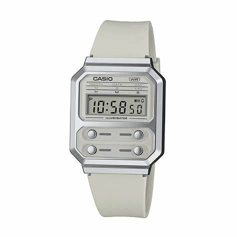 Casio A100WEF-8AEF Unisex Digitaluhr - Silberfarbener Edelstahl, Retro-Design