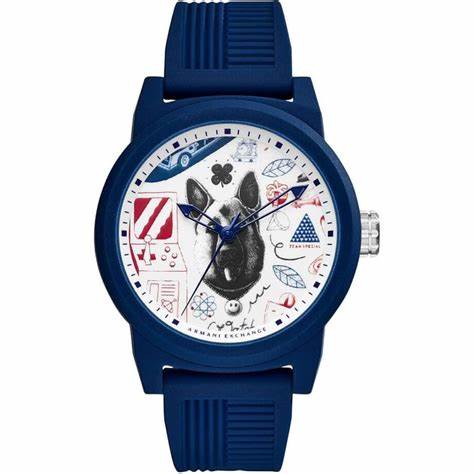 Armani Exchange AX1448 Men's Blue Silicone Strap Watch