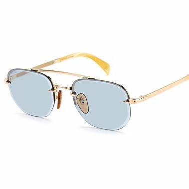David Beckham DB 1078/S IDA-QZ A 53 Sunglasses - Gold Frame, Blue Lenses