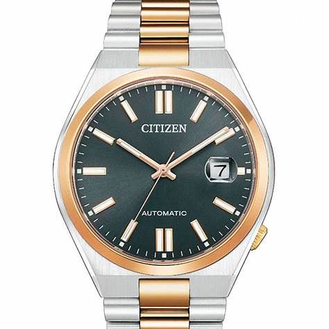 Citizen NJ0154-80H Montre automatique pour hommes - cadran noir 40 mm, bracelet en acier inoxydable bicolore