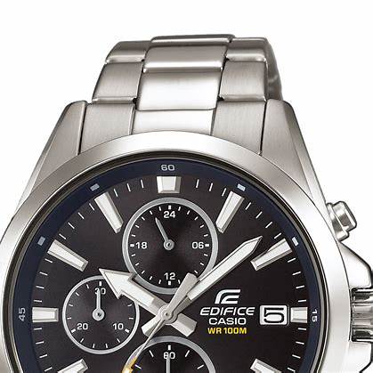 Casio Edifice EFV-560D-1AVUEF Herren-Chronographenuhr aus Edelstahl mit schwarzem Zifferblatt