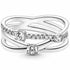 Pandora 199400C01-52 Sparkling Triple Band Ring - Sterling Silver, Size 52