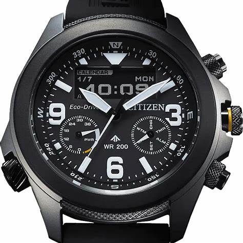 Reloj Citizen JV1007-07E Promaster Land Eco-Drive para hombre, esfera negra, correa de poliuretano negra