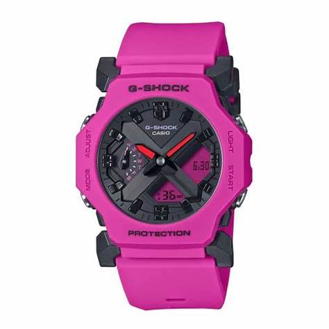 Casio G-Shock GA-2300-4AER Herren Analog-Digitaluhr - 45,4 mm pinkes Zifferblatt, Harzarmband