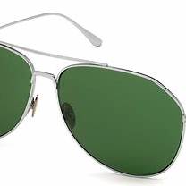 Tom Ford FT0747 16N Men's Sunglasses - Shiny Palladium Frame, Green Lenses