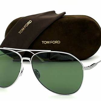 Tom Ford FT0747 16N Men's Sunglasses - Shiny Palladium Frame, Green Lenses