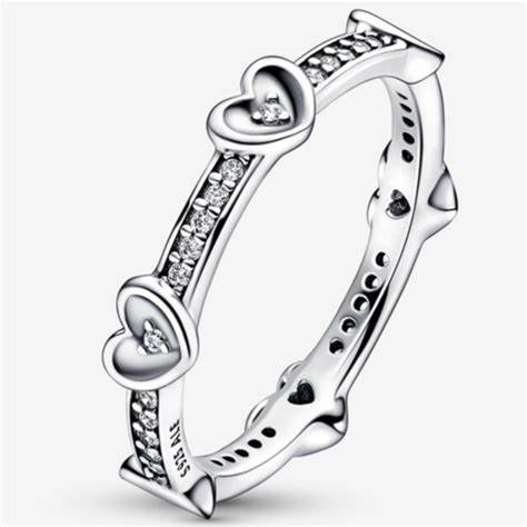 Pandora 192496C01-50 Radiant Sparkling Hearts Ring - Sterling Silver, Size 50