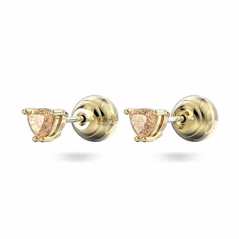 Swarovski 5639116 Stilla Trilliant Cut Stud Earrings - Orange Crystals, Gold-Tone Plated