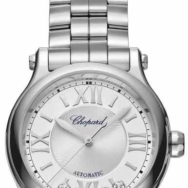 Chopard Happy Sport 33mm Automatic Women's Watch, Silver Dial, Floating Diamonds