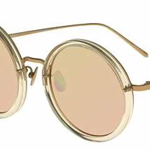 Linda Farrow 239 ASH Rose Gold Women's Round Sunglasses - Ash Frame, Rose Gold Lenses