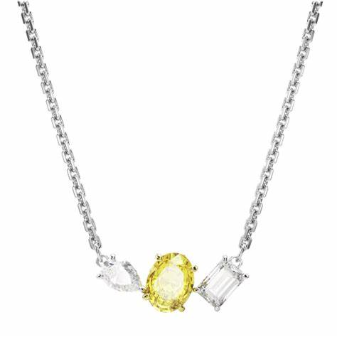 Swarovski 5668277 Mesmera Pendant Necklace - Mixed Cuts, Yellow and White Crystals, Mixed Metal Finish