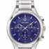 Bulova Curv 96A302 Men's Chronograph Watch - 45mm Stainless Steel Case, Blue Dial, Stainless Steel Bracelet