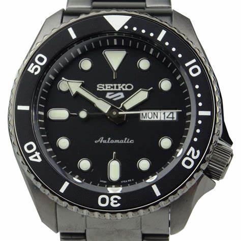 Seiko 5 Sports SRPD65K1 Men's Automatic Watch, Black Dial, Black Stainless Steel Bracelet