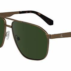 Gafas de sol rectangulares para hombre Calvin Klein Jeans CKJ24202S - Montura ámbar dorado, lentes verdes