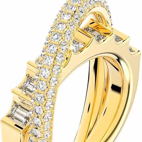 Swarovski 5661056 Rota Cocktail Ring - Mixed Cuts, White Crystals, Gold-Tone Plated