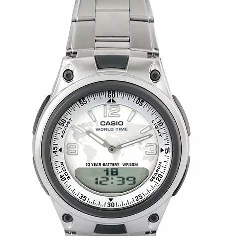 Casio AW-80D-7A2VDF Herren Analog-Digitaluhr - 40mm Weißes Zifferblatt, Edelstahlarmband