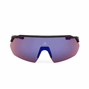 Adidas SP0093 02Z Unisex Sport Sunglasses - Matte Black Frame, Violet Mirror Lenses