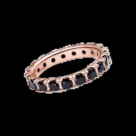 Pandora 180050C02-52 Black Sparkling Row Eternity Ring - 14k Rose Gold-Plated, Size 52