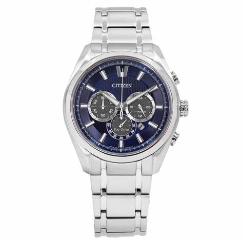 Citizen CA4010-58L Men's Eco-Drive Super Titanium Chronograph, Blue Dial, Titanium Bracelet