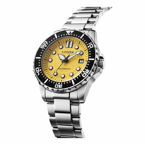 Citizen NJ0170-83Z Reloj automático para hombre - 43mm Esfera amarilla, Brazalete de acero inoxidable