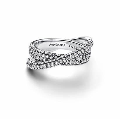 Pandora 193022C01-52 Timeless Pavé Crossover Dual Band Ring - Size 52