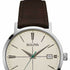 Bulova Aerojet 96B242 Men's Quartz Watch - 39mm Stainless Steel Case, Cream Dial, Brown Leather Strap