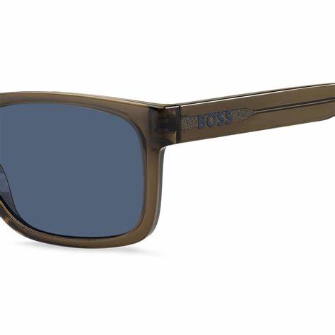 BOSS 1569/S 09Q-KU Men's Sunglasses - Transparent Dark Brown Frame, Solid Dark Blue Lenses