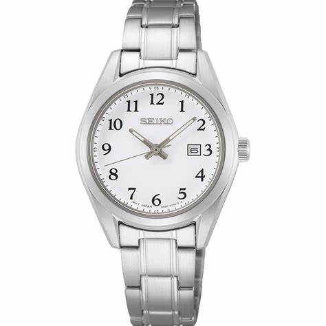 Seiko SUR465P1 Women's Quartz Watch, White Dial, Stainless Steel Bracelet