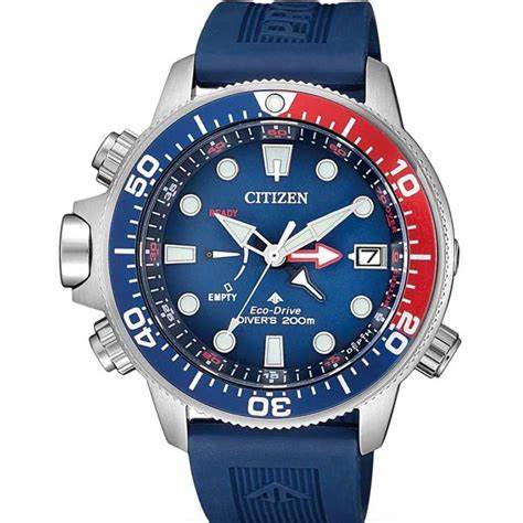 Citizen BN2038-01L Men's Promaster Aqualand Eco-Drive Diver 200M Watch, Blue Dial, Blue Polyurethane Strap