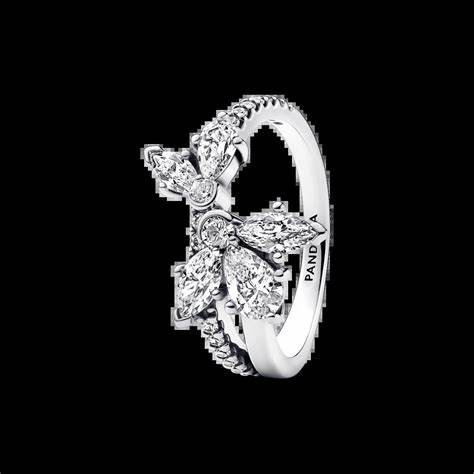 Pandora 193023C01-56 Sparkling Asymmetrical Herbarium Cluster Ring