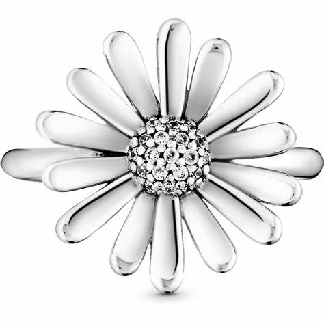 Pandora 198817C01-52 Pavé Daisy Flower Statement Ring - Sterling Silver, Size 52