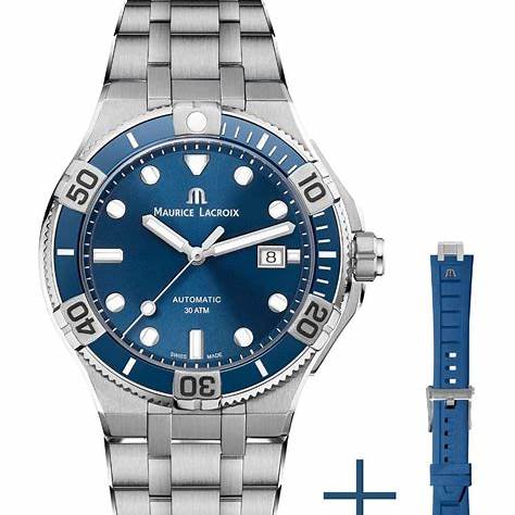 Maurice Lacroix AI6058-SS002-430-2 Men's Aikon Venturer 43mm Watch, Blue Dial, Stainless Steel Bracelet