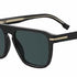 BOSS 1599/S 807-KU Men's Square Sunglasses - Black Frame, Blue Lenses